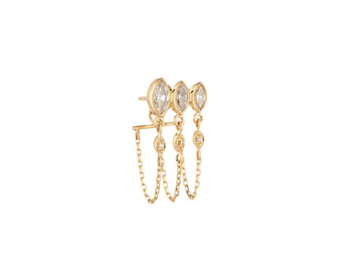 Celine Daoust Protection and Believes Triple Marquise Diamond and diamond eyes Single Chain Earring