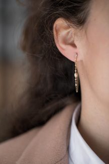 Celine Daoust Protection and Believes Marquise Diamonds and diamonds eyes Single long Chain Earring