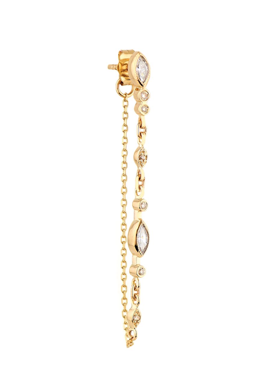 Celine Daoust Protection and Believes Marquise Diamonds and diamonds eyes Single long Chain Earring