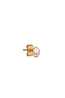 celine daoust yellow gold single moonstone reversed set diamond stud earring