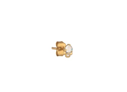 celine daoust yellow gold single moonstone reversed set diamond stud earring