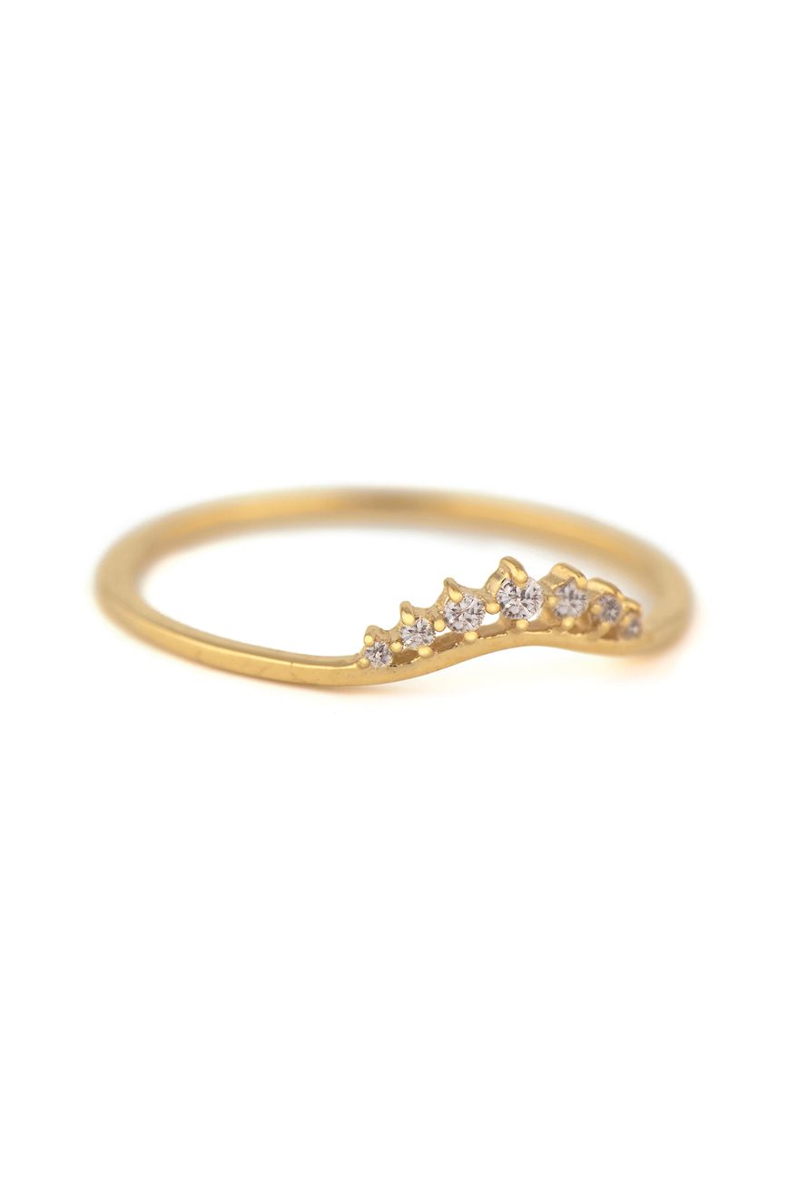 celine daoust yellow gold small crown diamond stacking ring