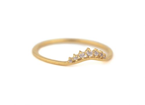celine daoust yellow gold small crown diamond stacking ring