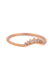 celine daoust rose gold small crown diamond stacking ring