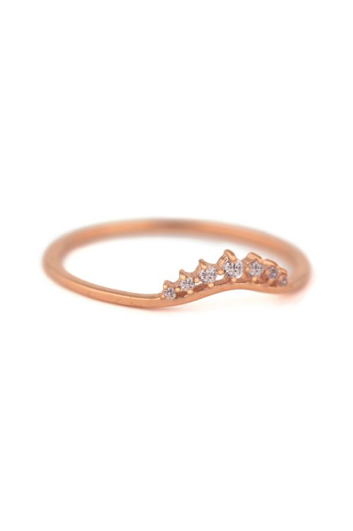 celine daoust rose gold small crown diamond stacking ring