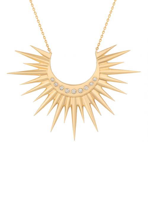 Celine Daoust Stars and universe Full Sun with Diamonds Moon Necklace