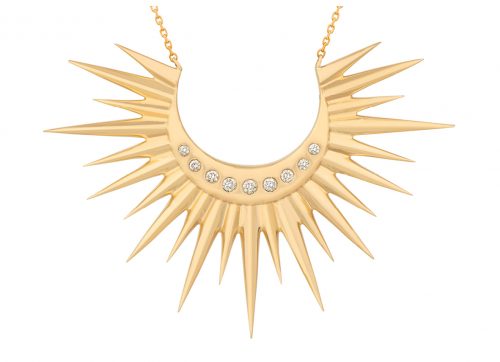 Celine Daoust Stars and universe Full Sun with Diamonds Moon Necklace