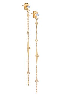 Celine Daoust Constellation Moonstone and diamond beam Chain Earring Set