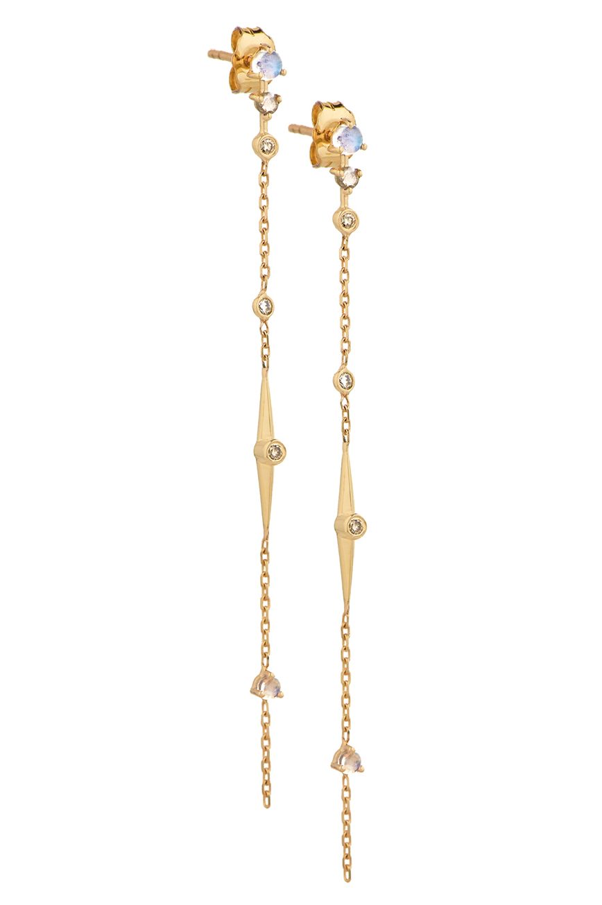 long chain earrings in gold