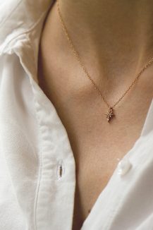 celine daoust rose gold stars and universe north star diamond necklace