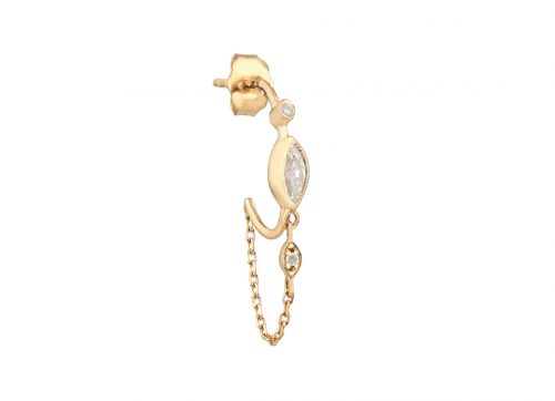 Celine Daoust Protection and Believes Diamond eyes single hoop and chain Earring