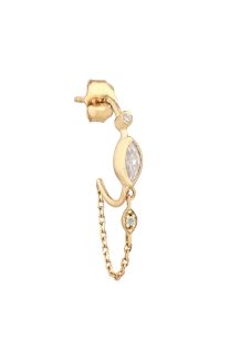 Celine Daoust Protection and Believes Diamond eyes single hoop and chain Earring