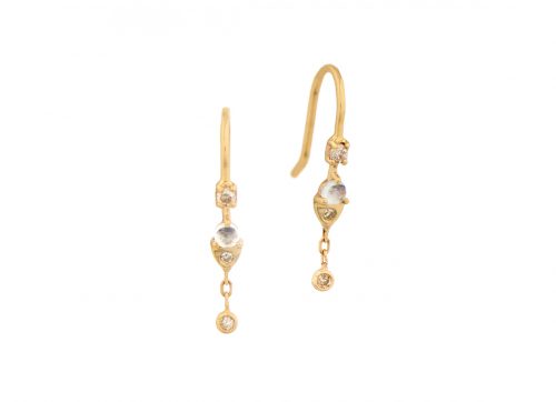 celine daoust constellation moonstone and dangling diamonds dormeuse earrings