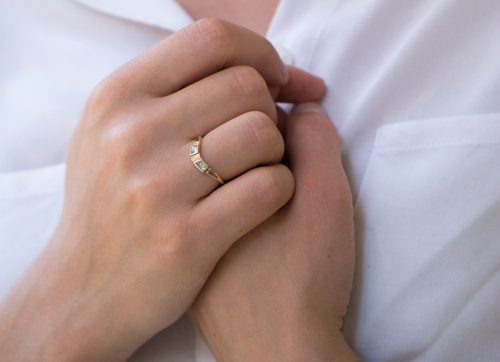 Celine Daoust Moonstone and diamonds Totem Engagement Ring