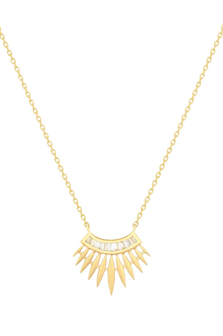 Celine Daoust Stars and universe rising sun with baguette diamonds Necklace