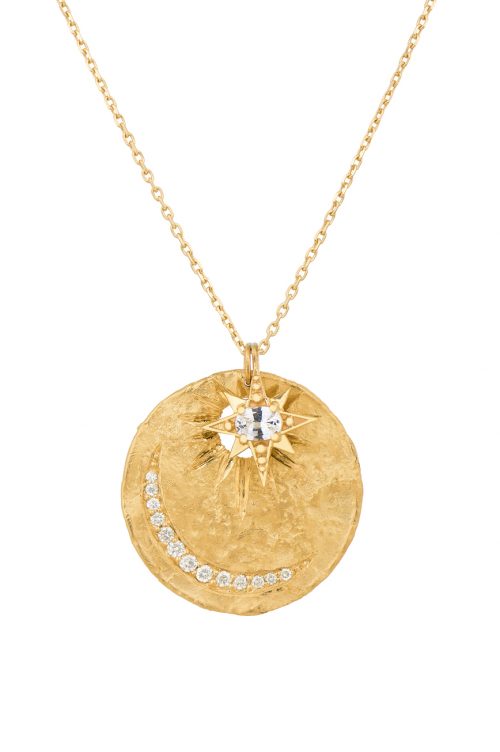 Celine Daoust Charms sun and moon medal and diamonds Necklace