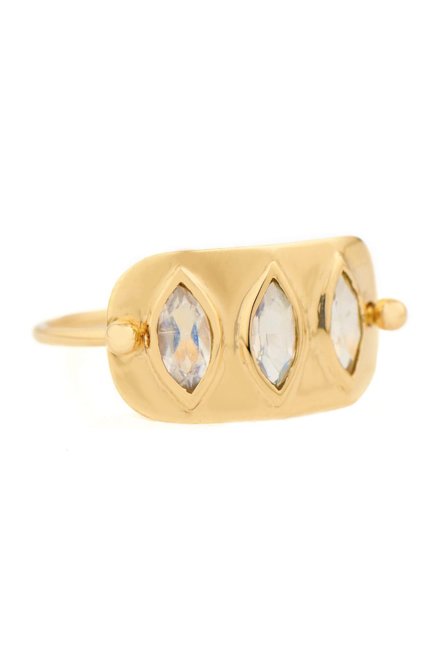 Celine Daoust Geometric Marquise Moonstones Plate Ring