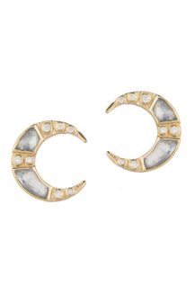 Celine Daoust Stars and Universe Moonstones and Diamonds Moon Earrings