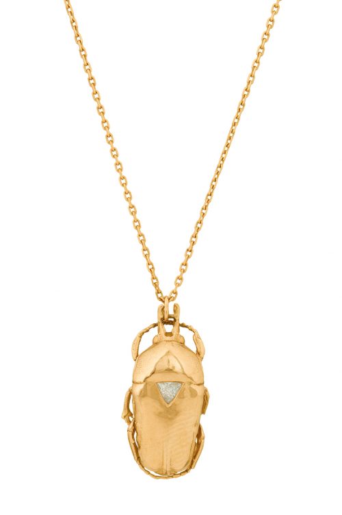 Celine Daoust From The Earth Scarab and Triangle diamond Chain Necklace