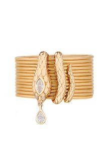 Celine Daoust Multiple rings Snake with Pear Diamond and Dangling Diamond