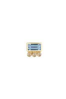 Celine Daoust Geometrics Baguette Aquamarine and tubes Diamonds Single Earring stud