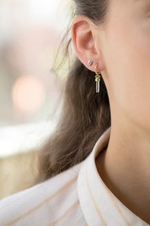 Celine Daoust Geometrics Baguette Aquamarine and tubes Diamonds Single Earring stud