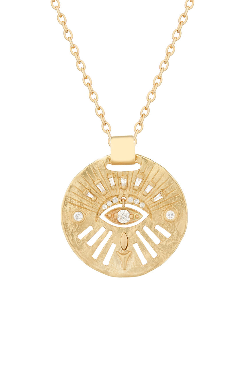 18K Gold Asymmetrical Evil Eye Necklace - Pavé Evil Eye – Ends Tomorrow:  Enjoy 25% Off – BaubleBar