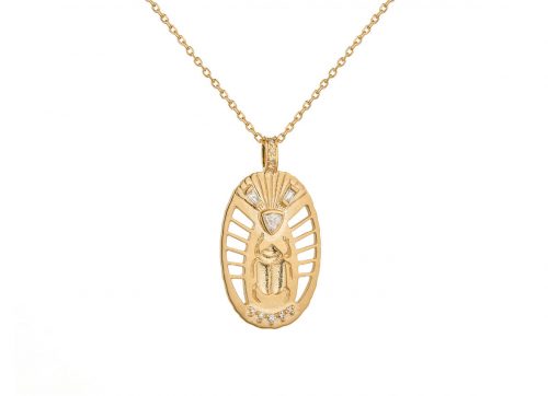 Celine Daoust From The Earth Yellow Gold Scarab Medal Diamonds Necklace