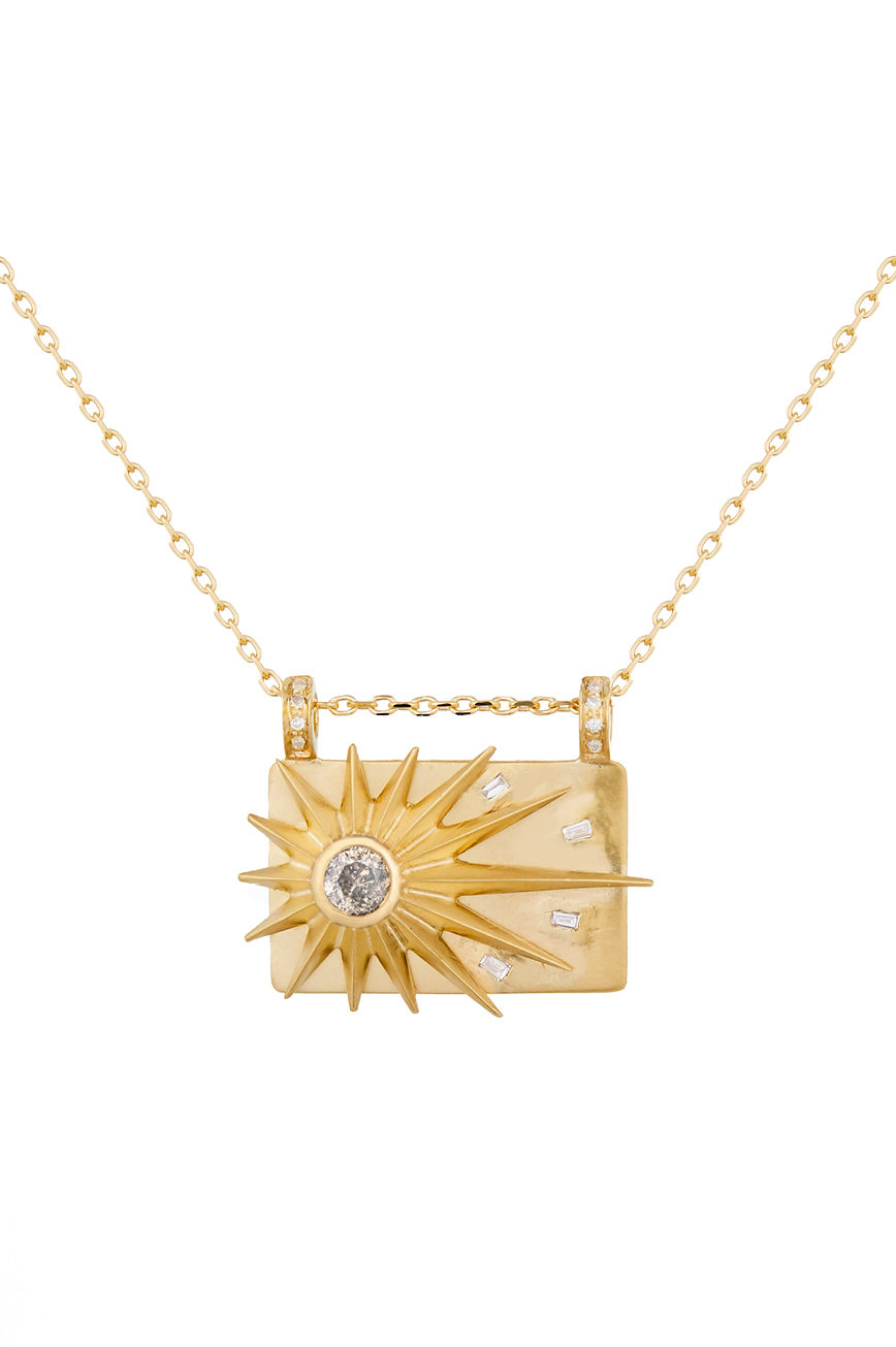 Celine Daoust Stars and Universe Full Sun Diamonds Plate Chain Necklace