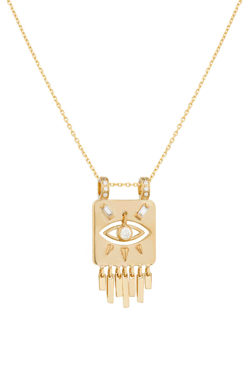 MEDAILLE CELINE SMALL NECKLACE IN YELLOW GOLD AND DIAMONDS - YELLOW GOLD &  WHITE