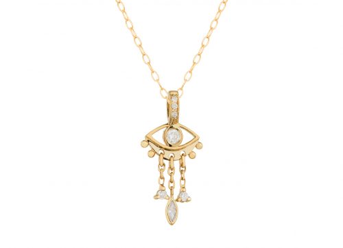 Celine Daoust Guardian Spirit Yellow Gold Eye and Dangling Details Necklace