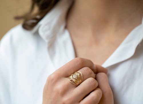 Celine Daoust Protection and Believes Marquise Diamond Ring