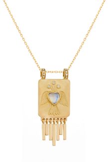 Celine Daoust Guardian Spirit Moonstone Heart and Diamonds Totem Chain Necklace