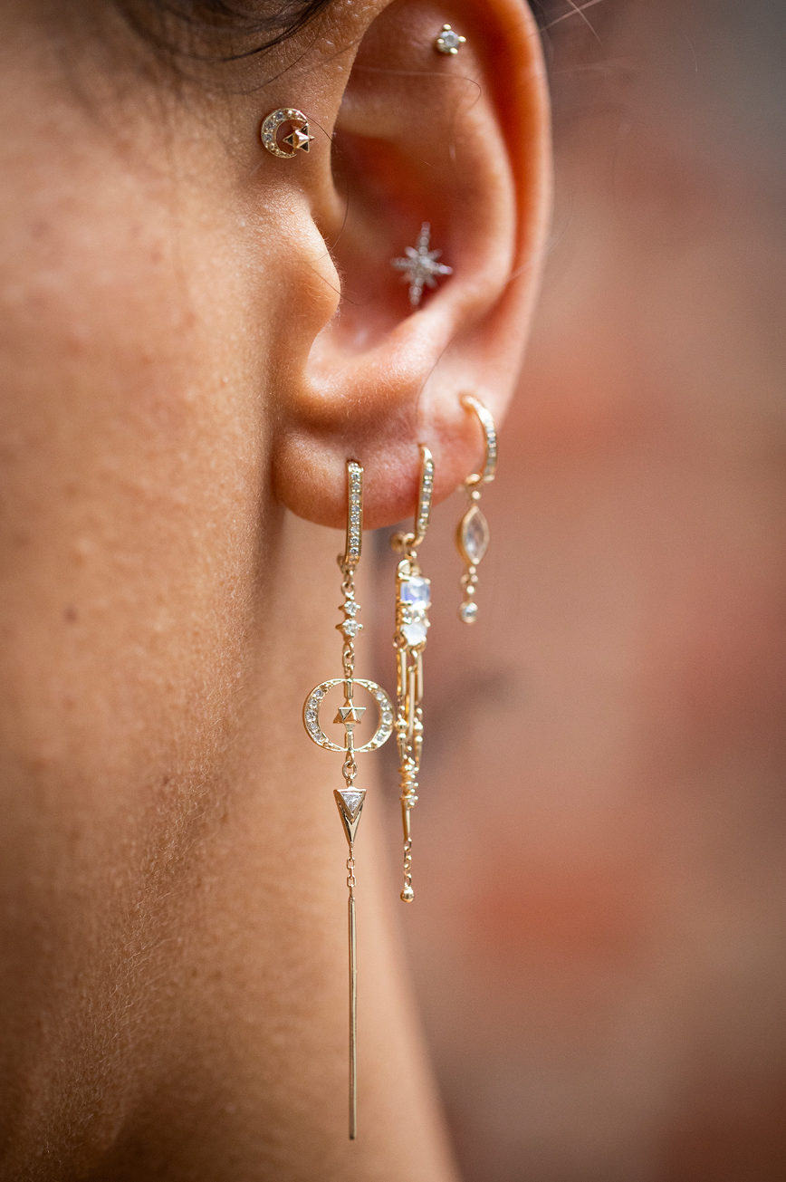 Moon Diamonds Merkabah Long Earrings - Celine Daoust - Celine Daoust