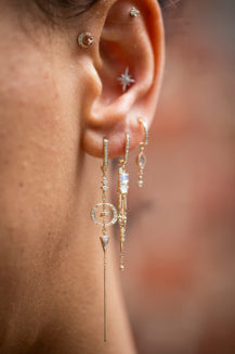 Celine Daoust Merkabah & Diamonds Moons with Dangling Details Earring