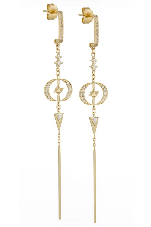 Celine Daoust Merkabah & Diamonds Moons with Dangling Details Earring