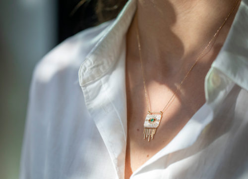 Celine Daoust Guardian Spirit Emerald and Diamonds Totem Chain Necklace