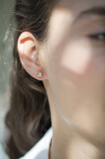 Celine Daoust Geometrics Baguette Tourmaline and tubes Diamonds Single Earring stud