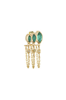 Celine Daoust Protection and Believes Triple Marquise Emerald and diamond eyes Single Chain Earring