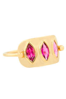 Celine Daoust Geometric Marquise Pink Tourmaline Plate Ring