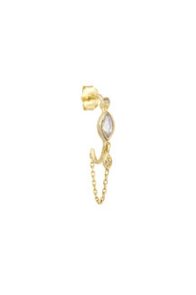 Celine Daoust Protection and Believes Moonstone eye single hoop and chain Earring