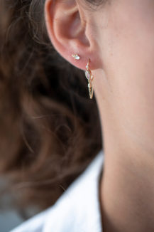 Celine Daoust Protection and Believes Moonstone eye single hoop and chain Earring