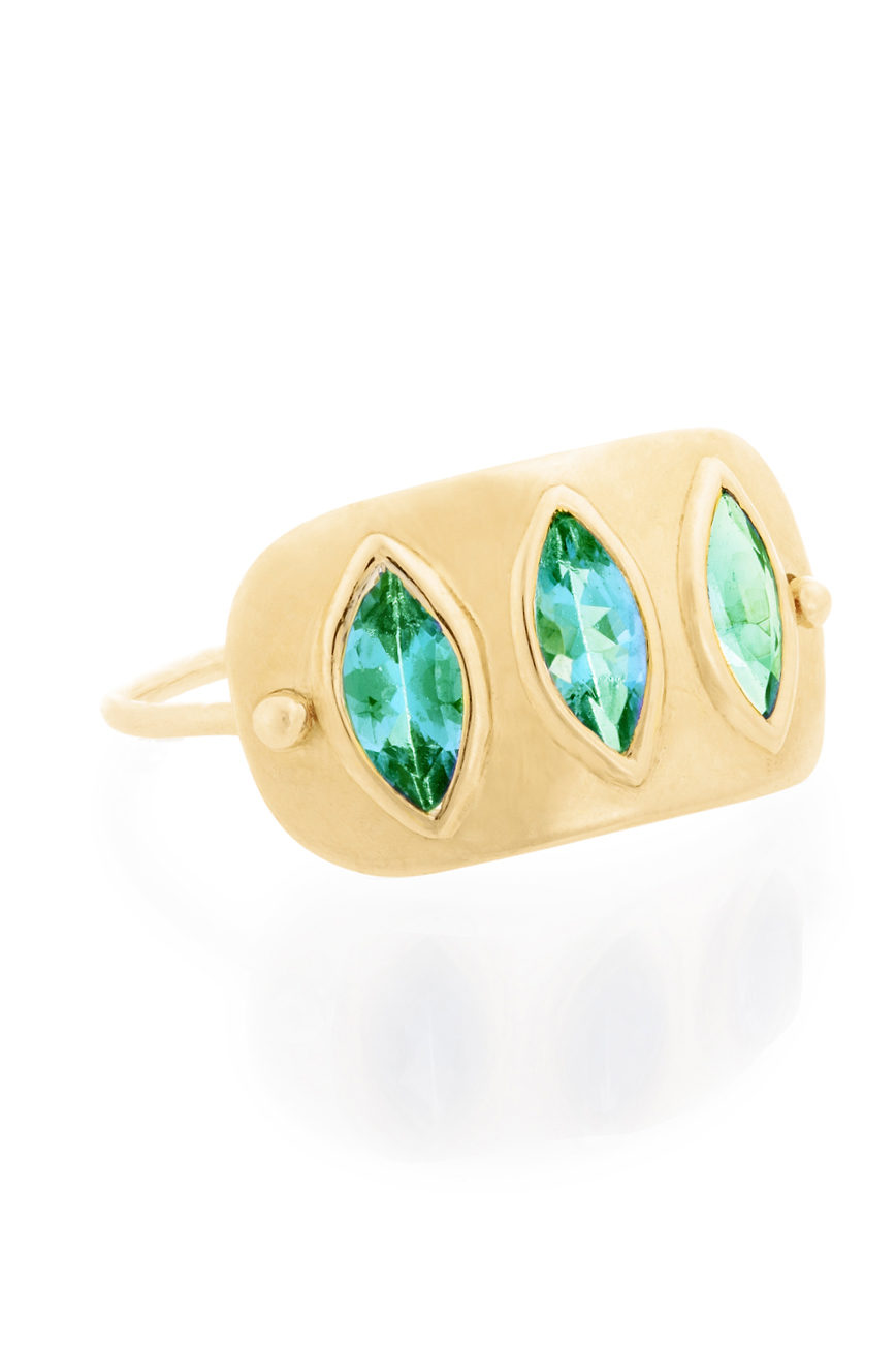 Celine Daoust Geometric Marquise Emerald Plate Ring