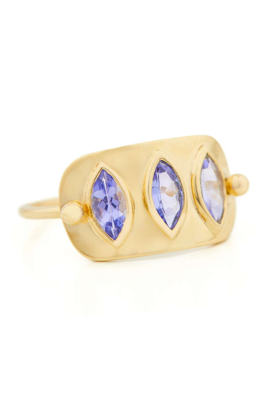 Celine Daoust Geometric Marquise Tanzanite Plate Ring