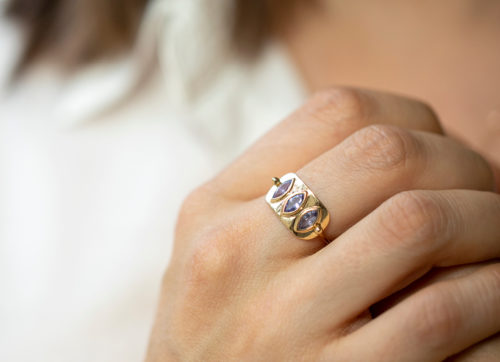 Celine Daoust Geometric Marquise Tanzanite Plate Ring