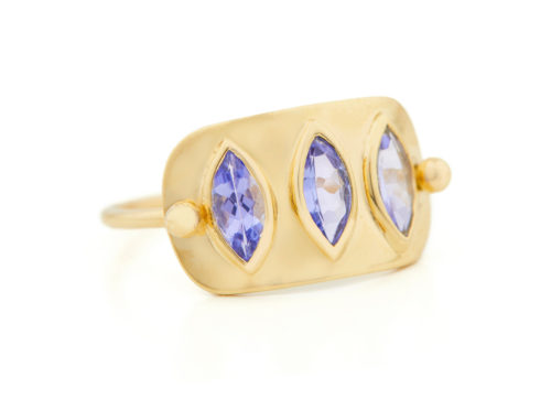 Celine Daoust Geometric Marquise Tanzanite Plate Ring