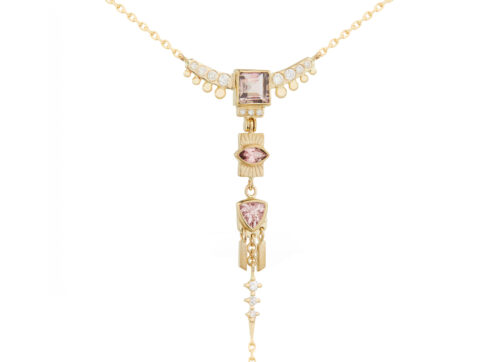 Celine Daoust Guardian Spirit Tourmalines and Diamonds Lariat Totem Necklace