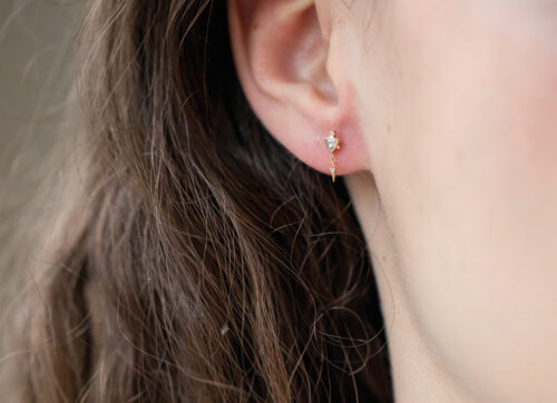 Celine Daoust Trillion Diamond and Dangling Diamond Single Earring