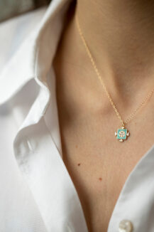 Celine Daoust New Enamel and Trillion diamond with diamonds Chain Necklace