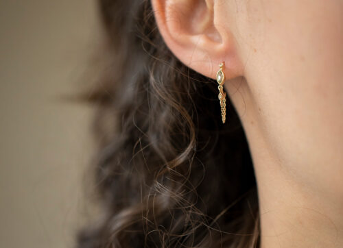 Celine Daoust Protection and Believes Tourmaline and diamond eyes single hoop and chain Earring